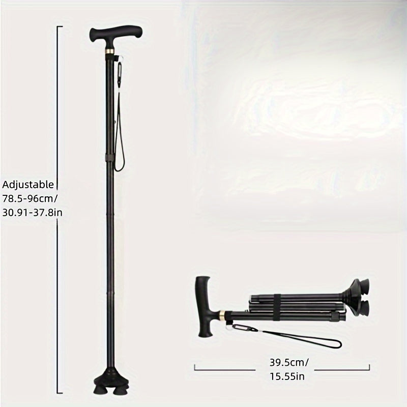 GlideGrip | 4-Leg Walking Stick – Foldable, Stable & Safe for Daily Use