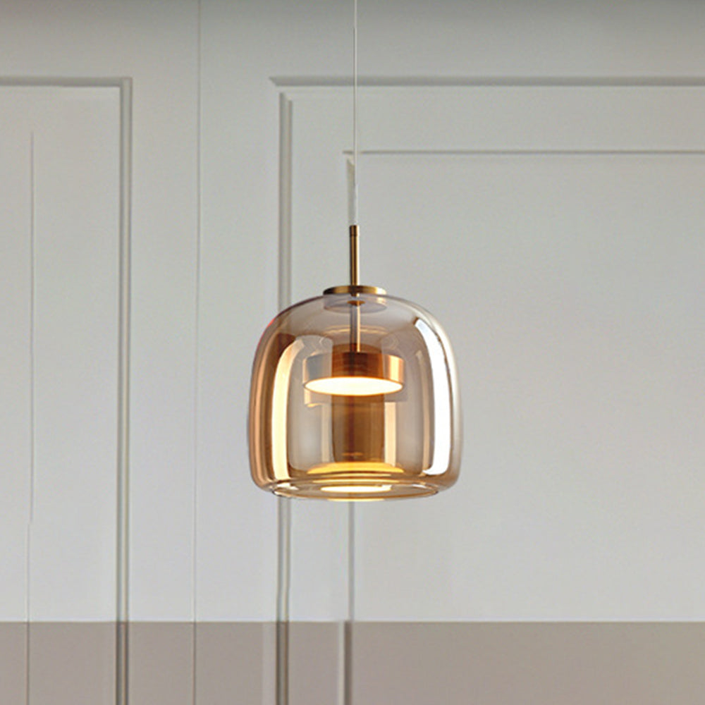Hailie Retro LED Pendant Lamps Gold Amber Metal Glass Bedroom