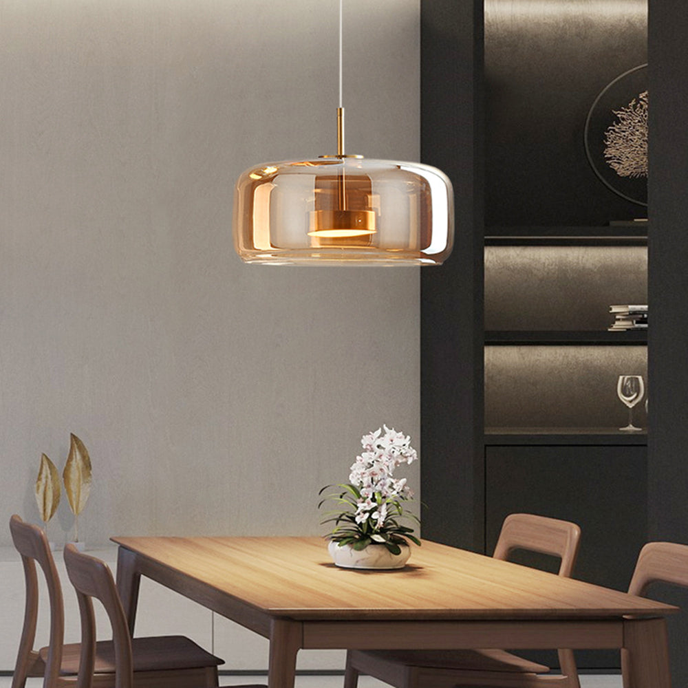 Hailie Retro LED Pendant Lamps Gold Amber Metal Glass Bedroom