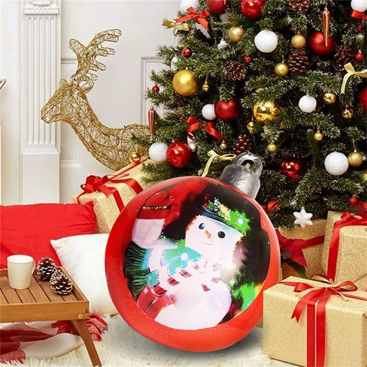 Inflatable Christmas Ornament Ball with Snowflake Pattern