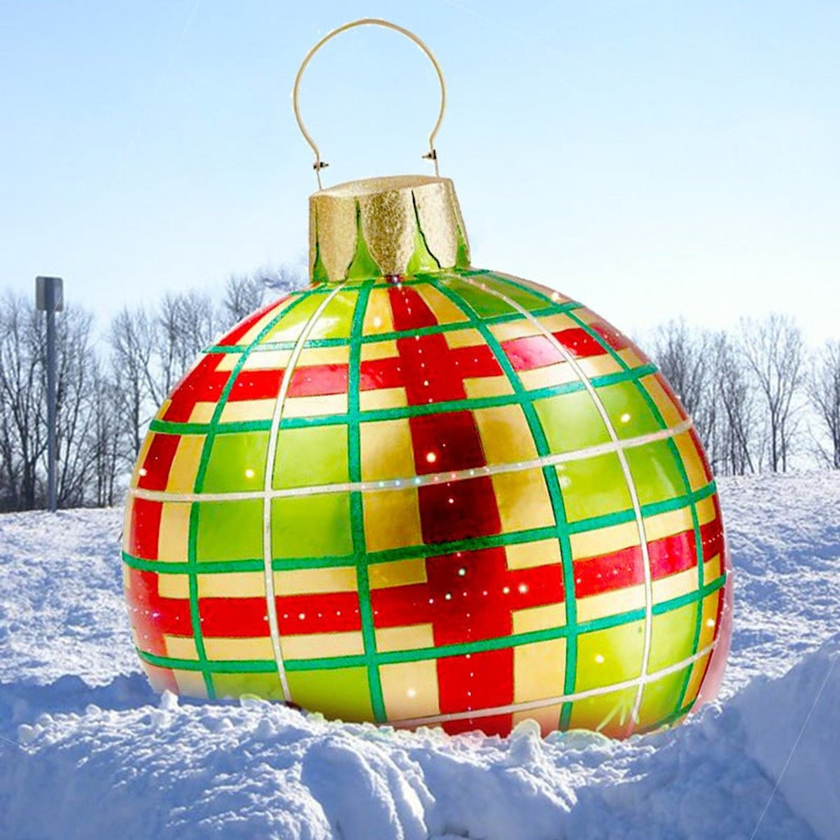Inflatable Christmas Ornament Ball with Snowflake Pattern