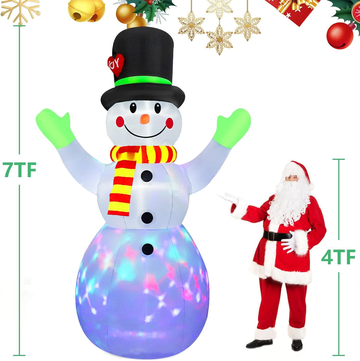 Inflatable Light-Up Snowman (213 cm) - Lotte