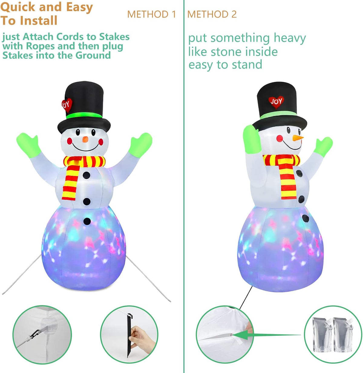 Inflatable Light-Up Snowman (213 cm) - Lotte