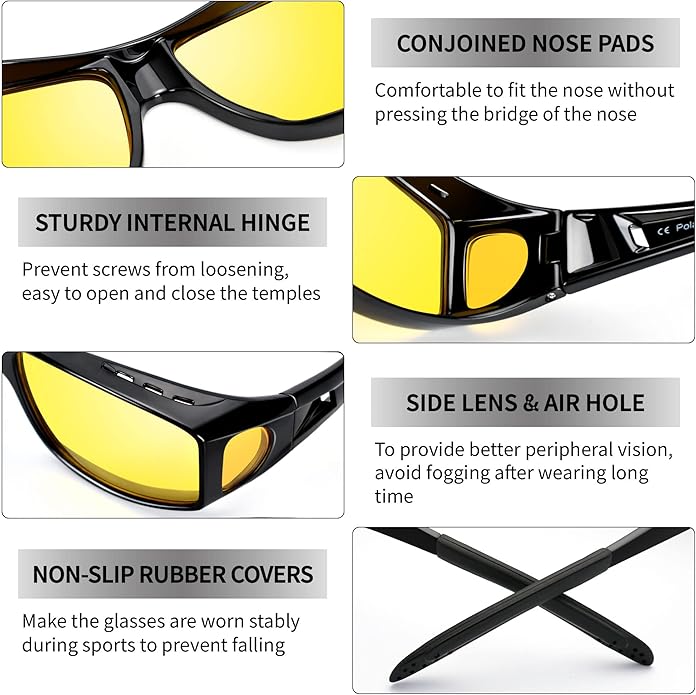 Jeremy Night Vision Polarised Driving Glasses – Anti-Glare Glasses for Safer Night Driving
