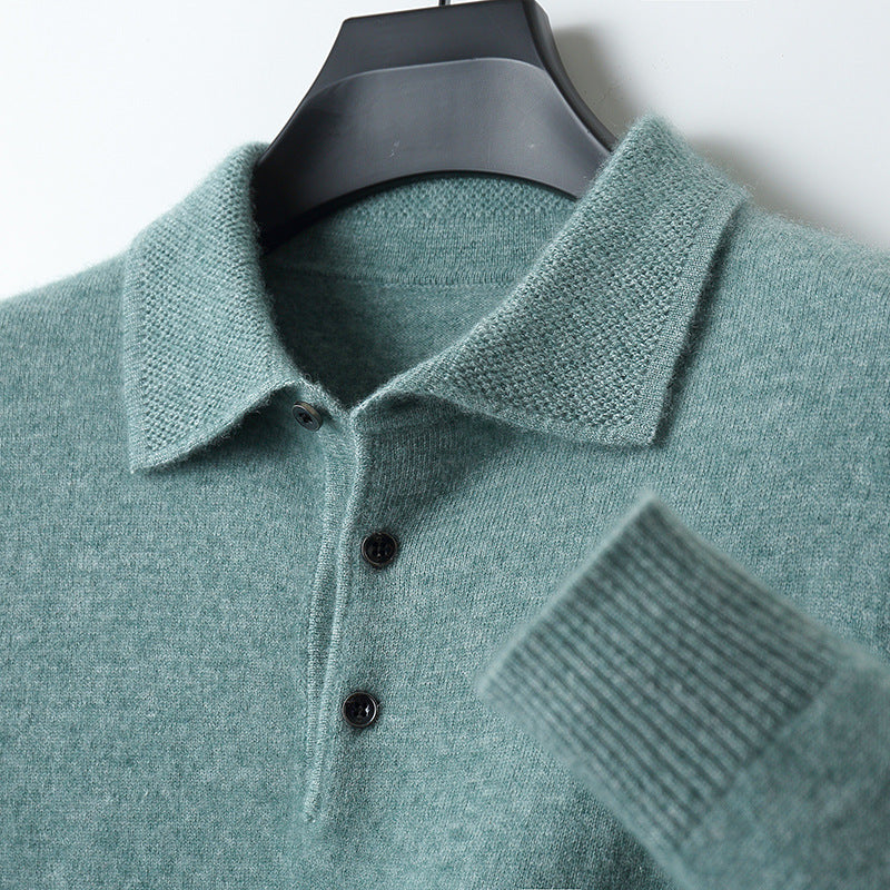 Leandro | Soft Cashmere Long Sleeve Polo Shirt | Men