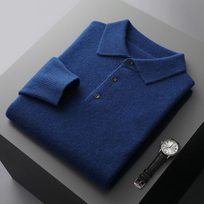 Leandro | Soft Cashmere Long Sleeve Polo Shirt | Men