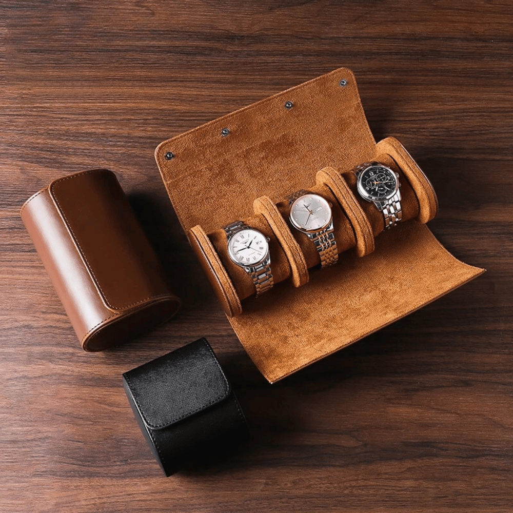 Leather Travel Watch Case for 1–3 Watches