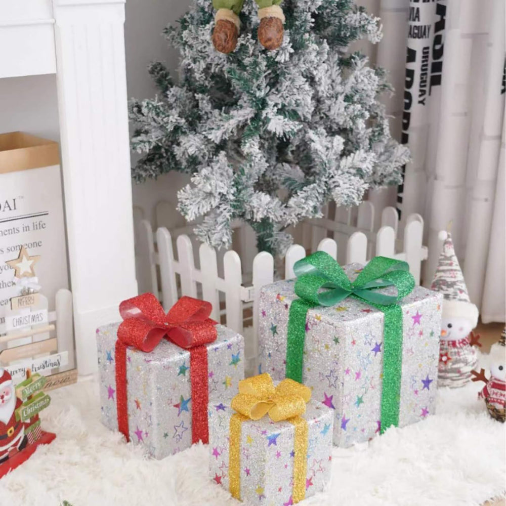 LED Lighted Christmas Gift Box Set Holiday Yard Decoration
