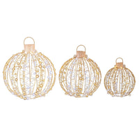 Lighted Decorative Sphere Ornaments with Star Pattern Glow - Gold