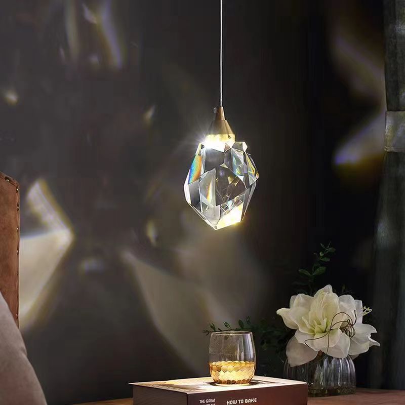 LumiJewel | Luxury Diamond Cube Crystal Iron LED Pendant Light for Bedroom