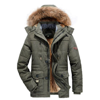 Men's Arctic Utility Parka with Full Fleece Lining, Two-Way Zipper and Detachable Fur Hood