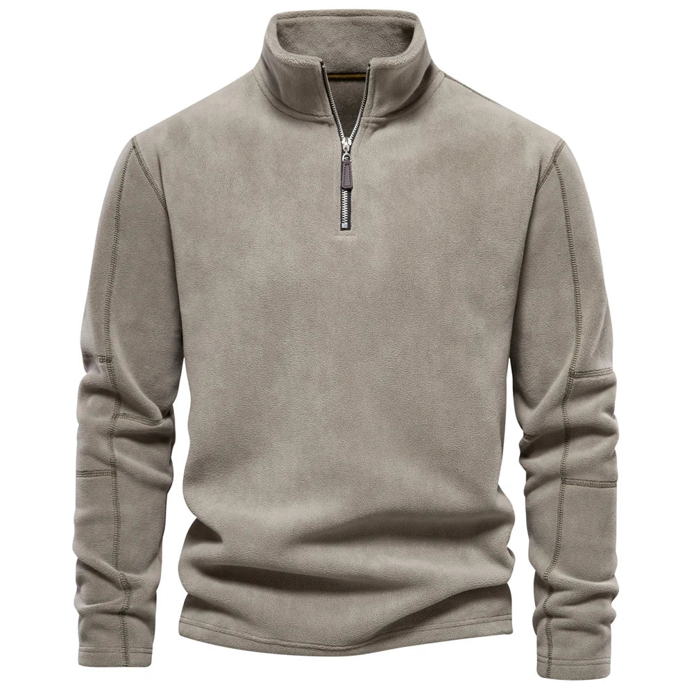 Men's Casual Fleece Quarter-Zip Collar Jacket