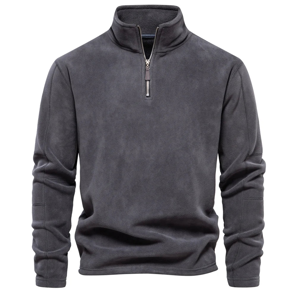 Men's Casual Fleece Quarter-Zip Collar Jacket