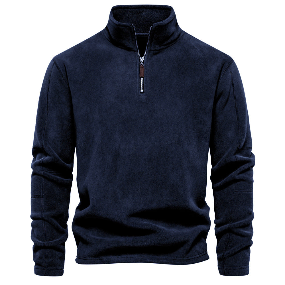 Men's Casual Fleece Quarter-Zip Collar Jacket