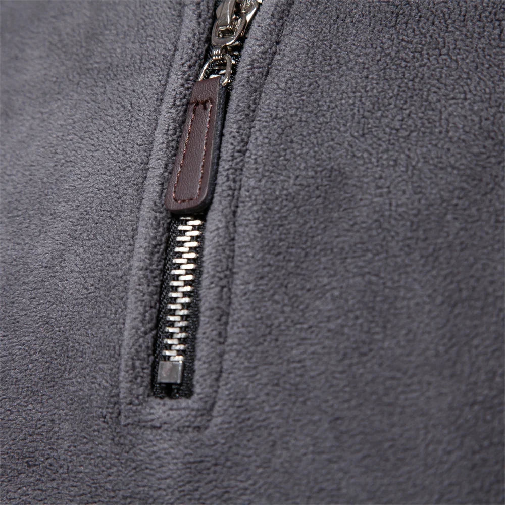 Men's Casual Fleece Quarter-Zip Collar Jacket