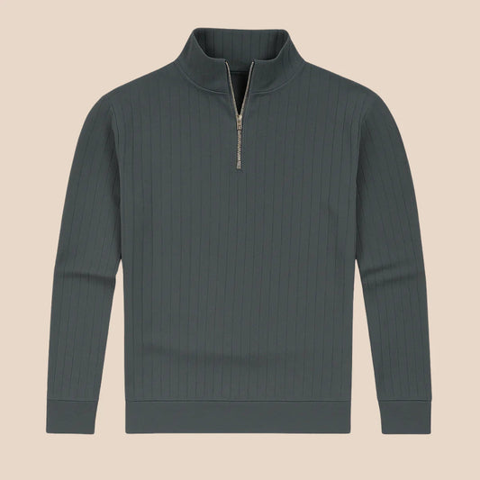 Men's Half-Zip Ribbed Jumper in Modern Knit Blend