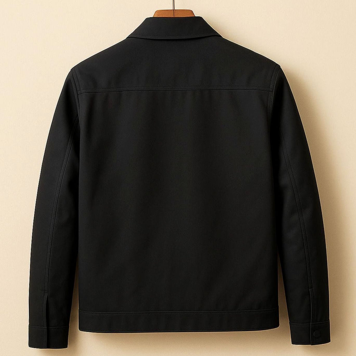 Men's Harrington Bomber Jacket with Shirt Collar and Checked Lining
