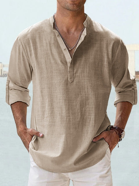 Men's Long-Sleeve Casual Button-Down Shirt