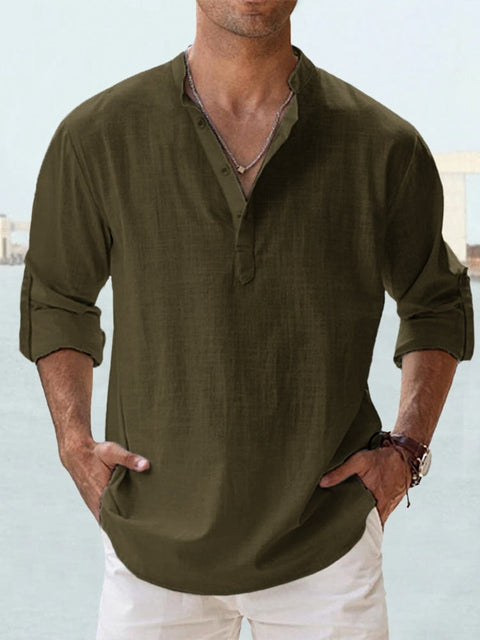 Men's Long-Sleeve Casual Button-Down Shirt
