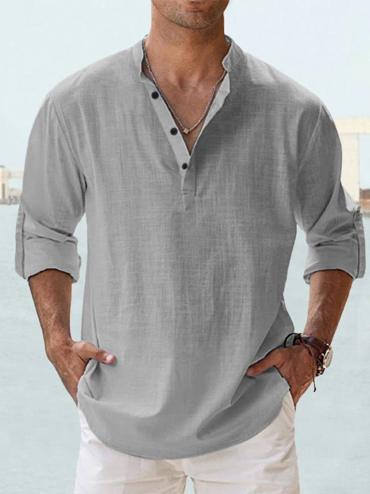 Men's Long-Sleeve Casual Button-Down Shirt