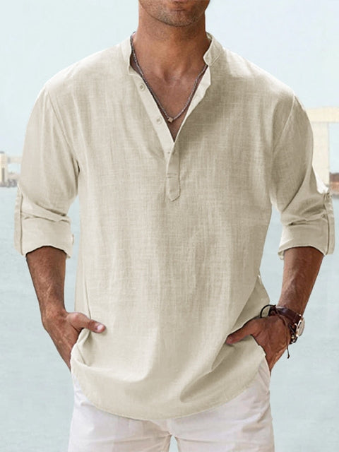 Men's Long-Sleeve Casual Button-Down Shirt