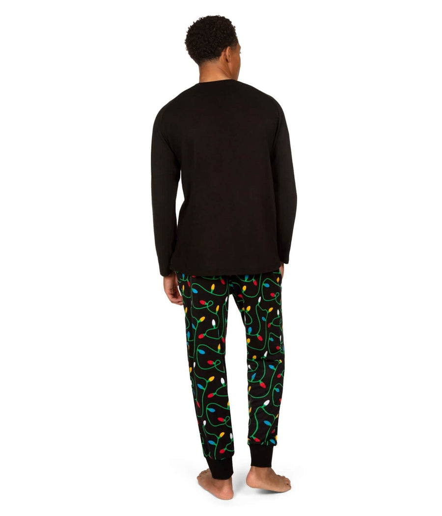Men's Long-Sleeve Holiday Pajama Set with Get Lit Text Graphic
