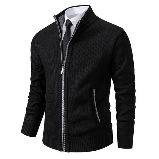 Men's Merino Wool Full-Zip Mock Neck Sweater