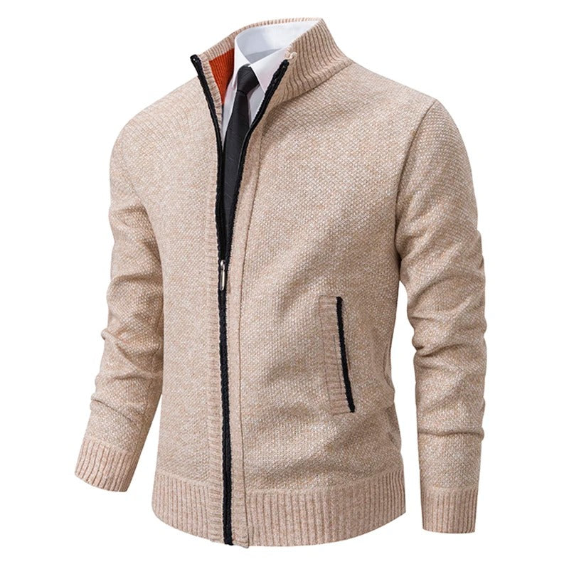 Men's Merino Wool Full-Zip Mock Neck Sweater