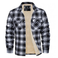Men's Plaid Fleece-Lined Button-Up Winter Jacket