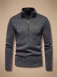 Men's Quarter-Zip Fine-Knit Stand-Collar Pullover Sweater in Regular Fit