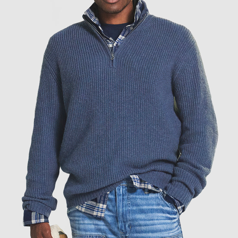 Men's Slim Fit Cashmere Quarter-Zip Business Sweater