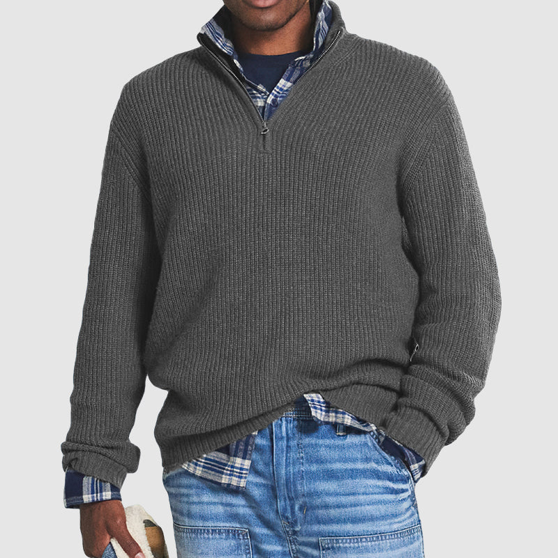 Men's Slim Fit Cashmere Quarter-Zip Business Sweater