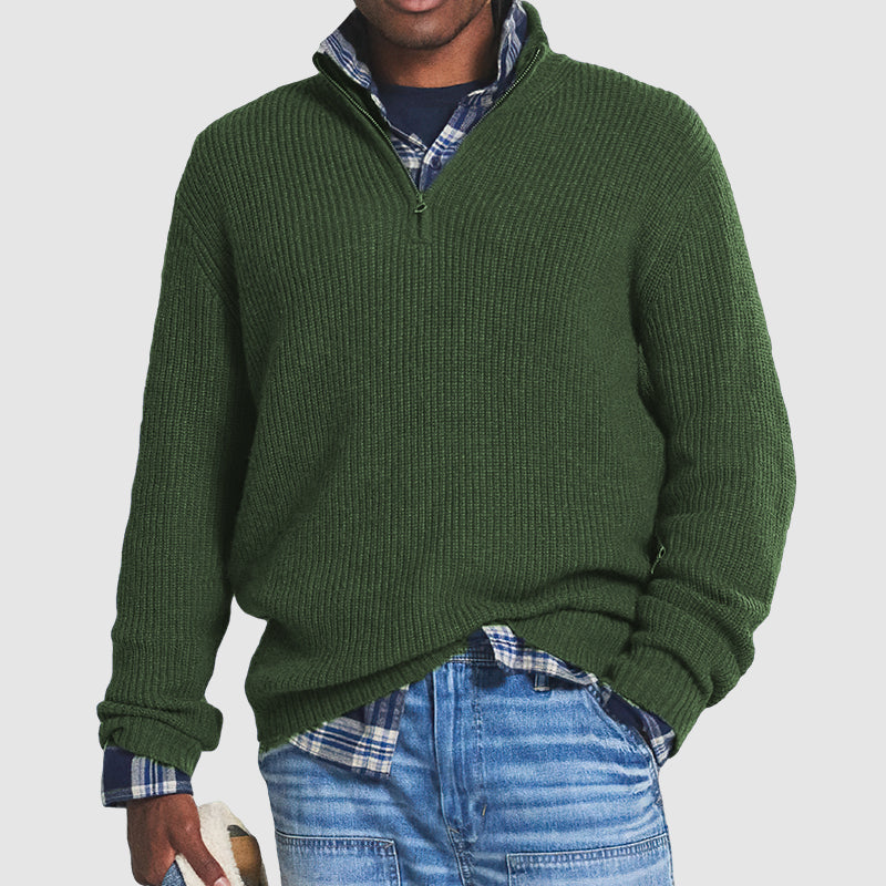 Men's Slim Fit Cashmere Quarter-Zip Business Sweater