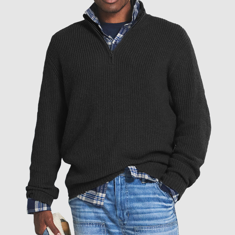 Men's Slim Fit Cashmere Quarter-Zip Business Sweater