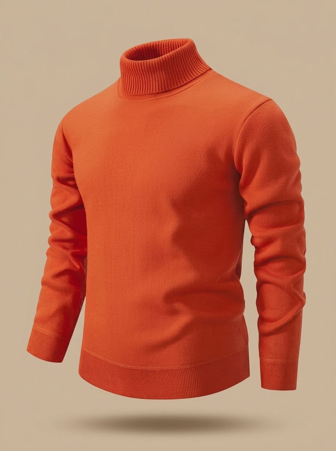 Men's Slim-Fit Fine-Knit Turtleneck Sweater with Ribbed Cuffs