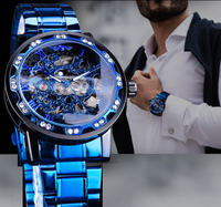 Men's Stainless Steel Skeleton Wristwatch