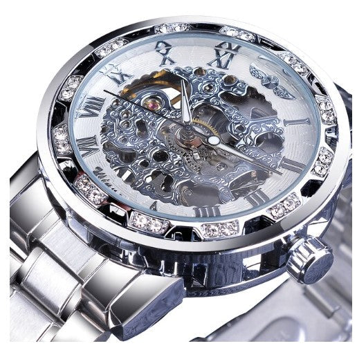 Men's Stainless Steel Skeleton Wristwatch