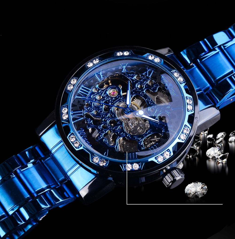 Men's Stainless Steel Skeleton Wristwatch