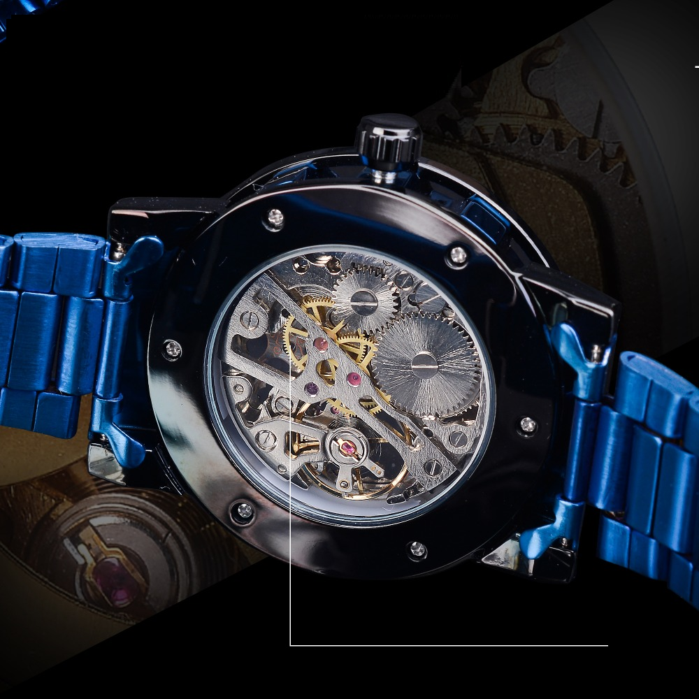Men's Stainless Steel Skeleton Wristwatch