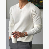 Men's Stylish Long-Sleeved V-Neck Sweater