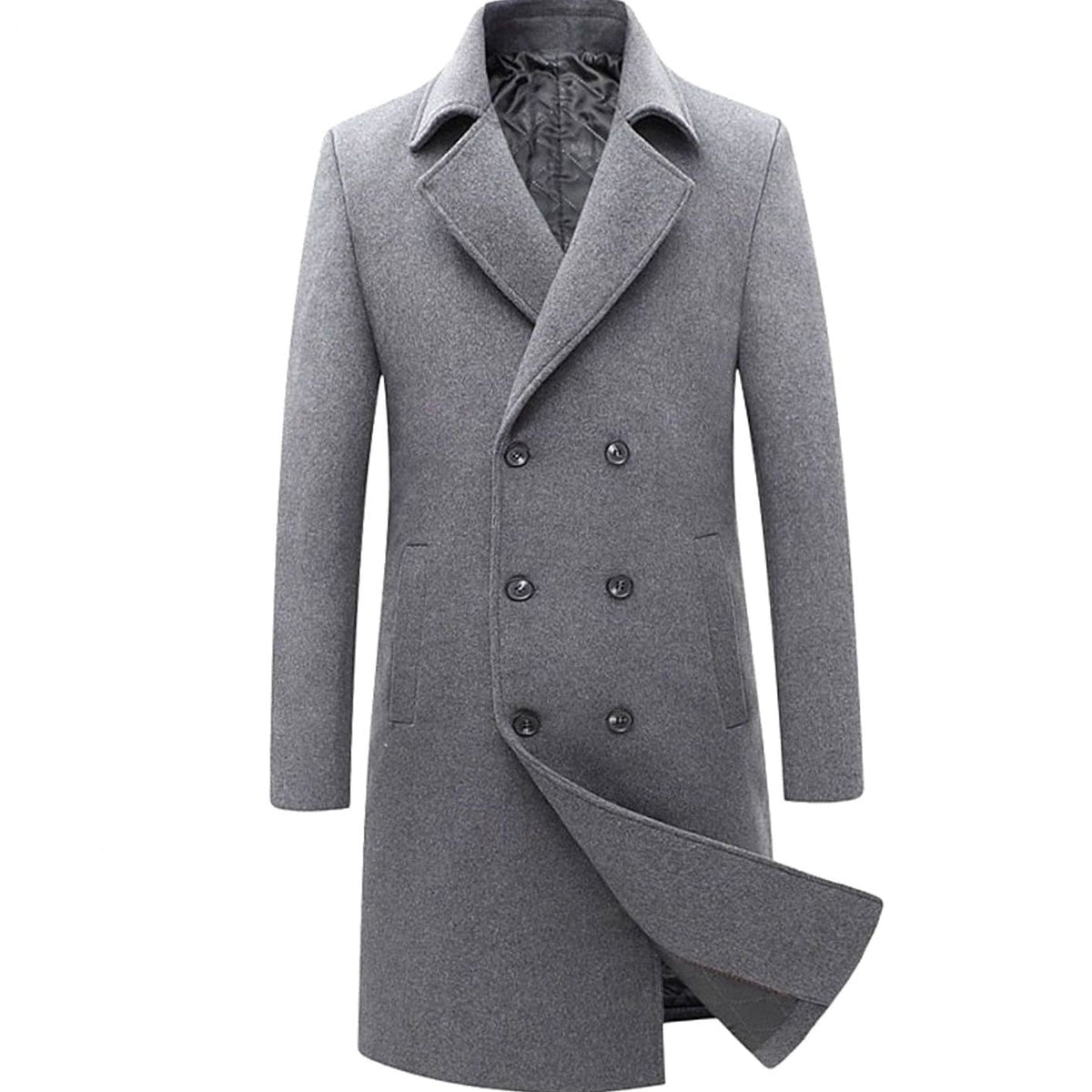 Men's Tailored Double-Breasted Long Wool Winter Coat