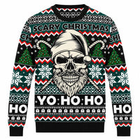 Men's Ugly Christmas Sweater with Skull Print – Grunge-Style Pullover