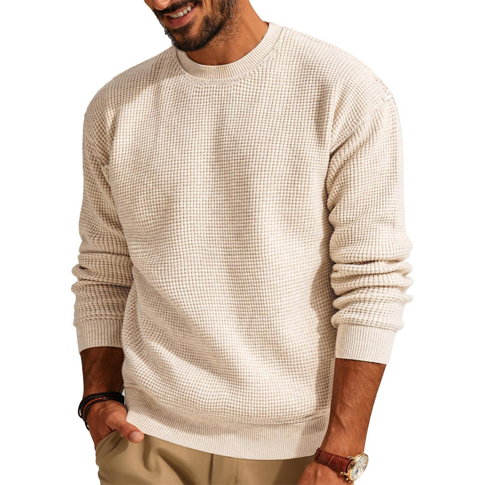 Men's Waffle-Knit Crew Neck Sweater