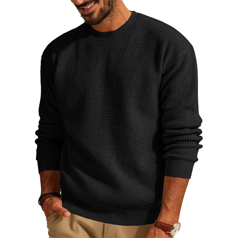 Men's Waffle-Knit Crew Neck Sweater
