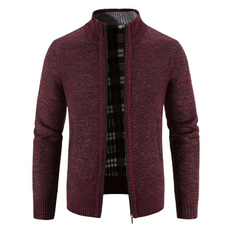 Men's Warm Fleece Cardigan with Zip Closure