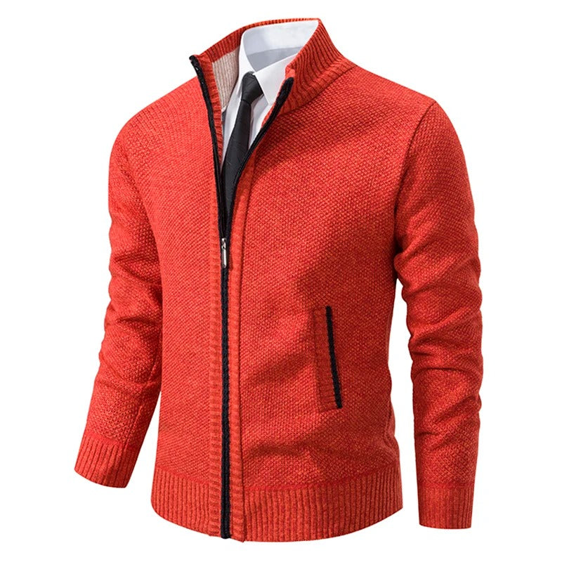 Men's Warm Fleece Cardigan with Zip Closure