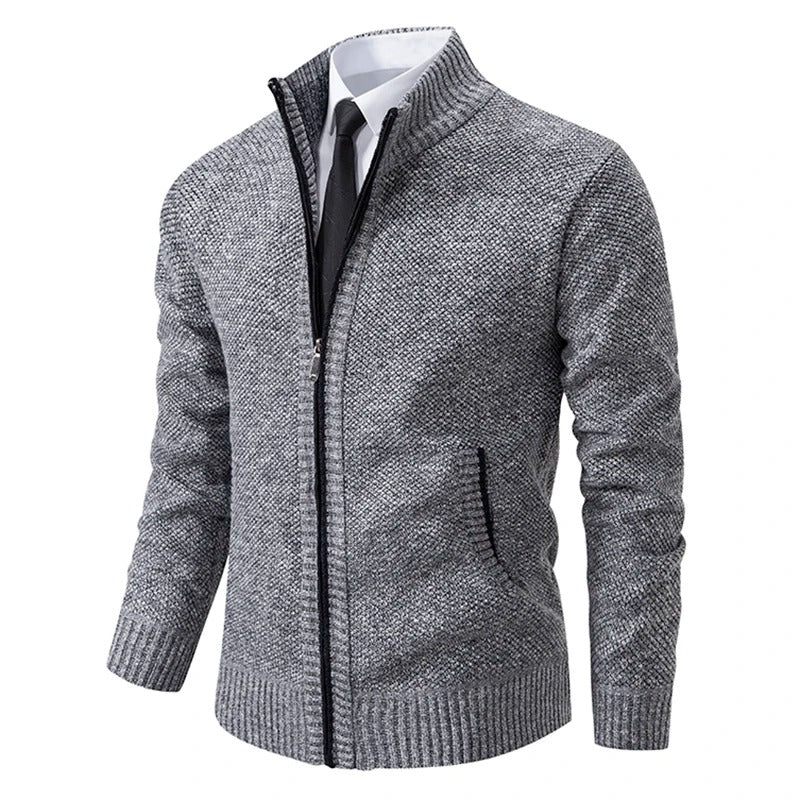 Men's Warm Fleece Cardigan with Zip Closure