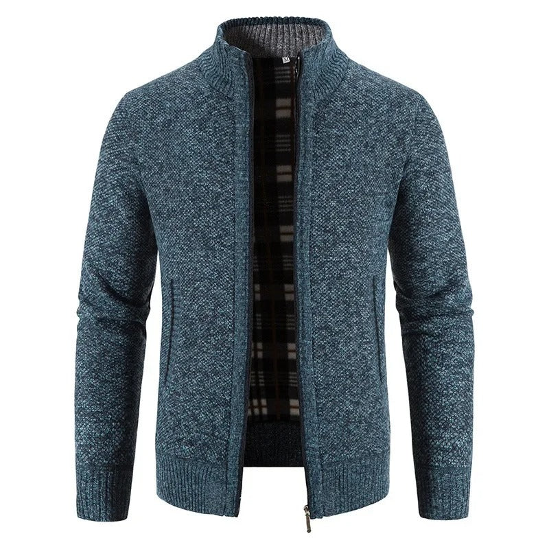 Men's Warm Fleece Cardigan with Zip Closure
