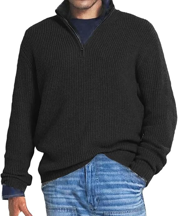 Men's Warm Long Half-Zip Sweater
