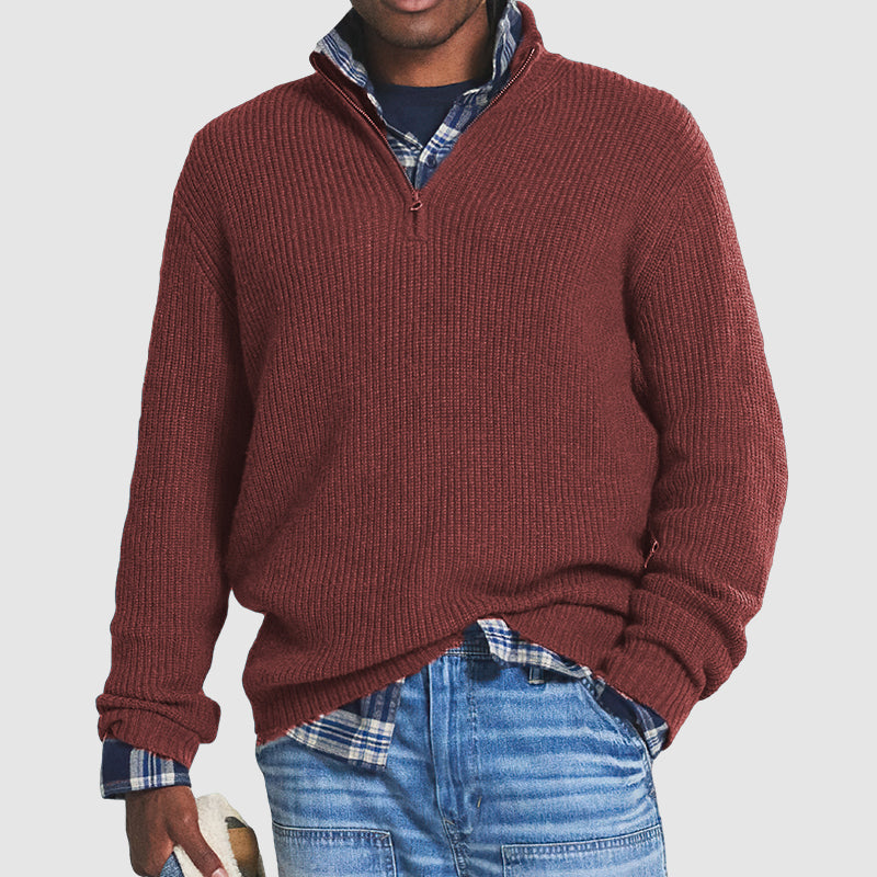 Men's Warm Long Half-Zip Sweater